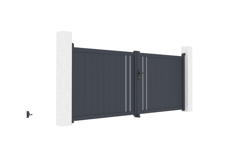 Flügeltor 3,5x1,4m GIONA + GIONA-Tor H.1,4m grau
