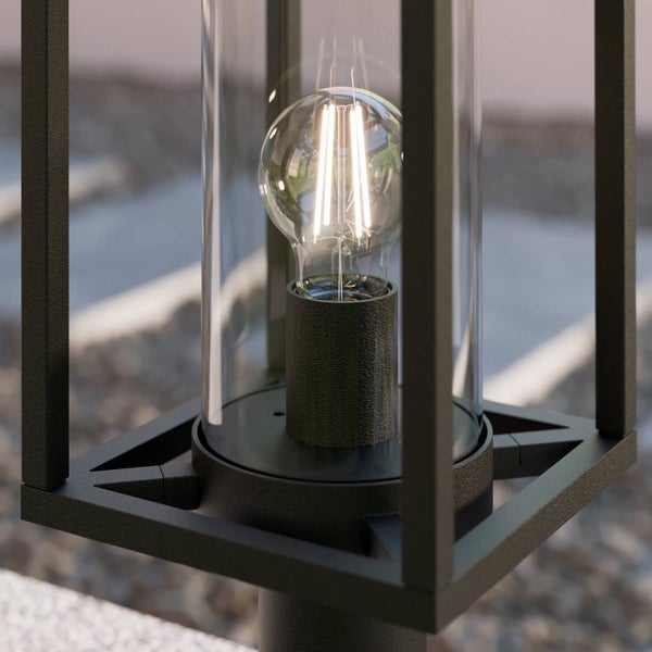 Lucande Außenleuchte Ferda (spritzwassergeschützt (Modern) in Schwarz aus Aluminium (1 flammig, E27) - Wegeleuchte Pollerleuchte Wegelampe Sockelleuchte