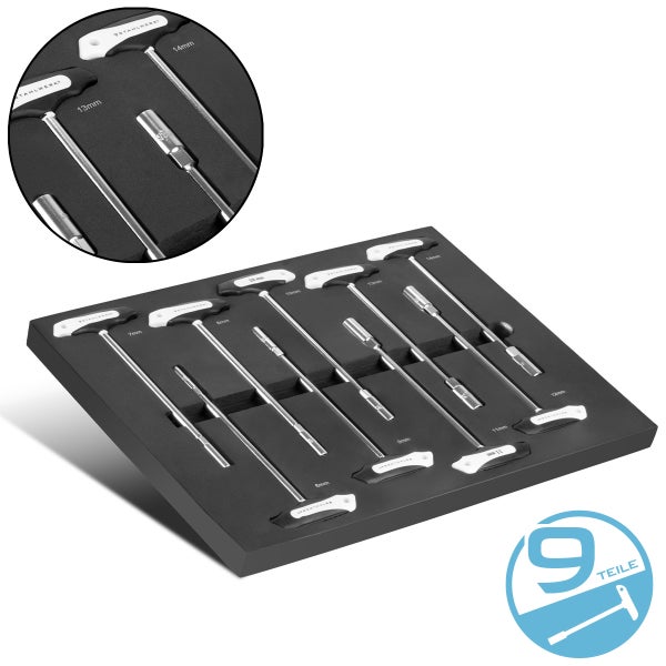 Stahlwerk Steckschlüsselsatz mit T-Griff, 9-teilig im Koffer