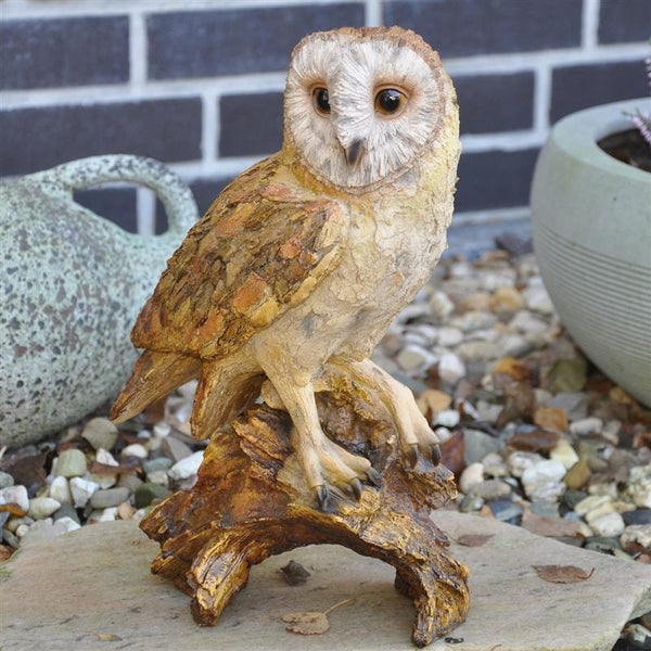 Dekofigur Gartenfigur Eule Holzoptik