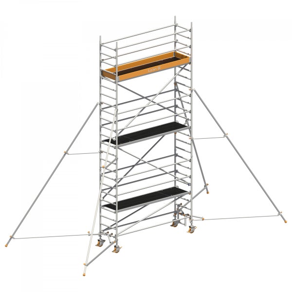Layher Fahrgerüst mit zwei Plattformen und Stützstreben