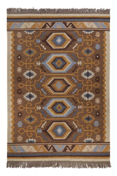 Kelim Teppich Braun aus Wolle Valere Green Looop 300x400 cm