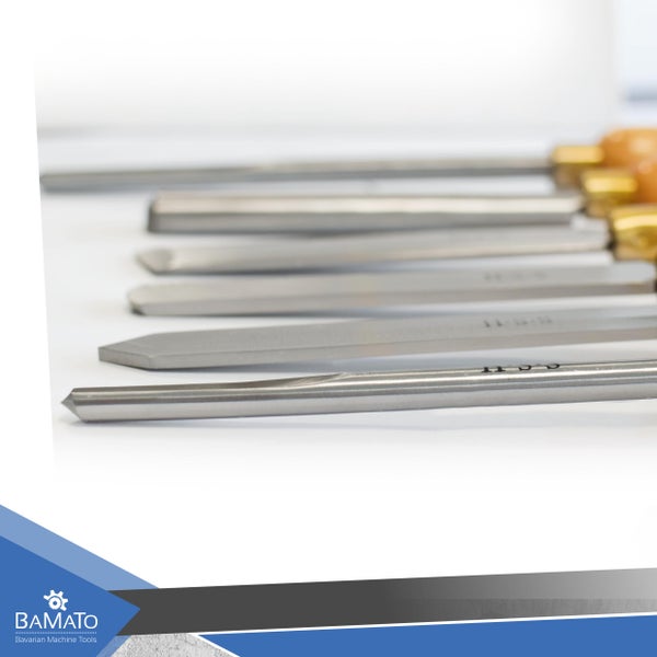 Drechselbeitel aus Stahl mit Holzgriffen im Set