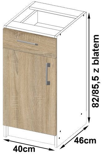 Unterschrank mit Schublade und Tür, 40 x 46 cm