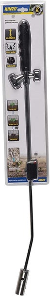 Kinzo K0318 Unkrautbrenner Unkrautvernichter 80cm, inkl 10 Butangaskartuschen je 227g, Gasbrenner mit Piezozündung, Abflammgerät max 1000 °C, Brenner Flamme regulierbar,ideal als Grillanzünder, Shisha