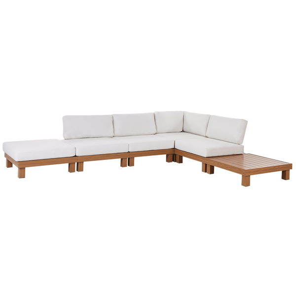 Garten Ecksofa mit Tisch 5-Sitzer SANZA linksseitig modular Metall Weiß