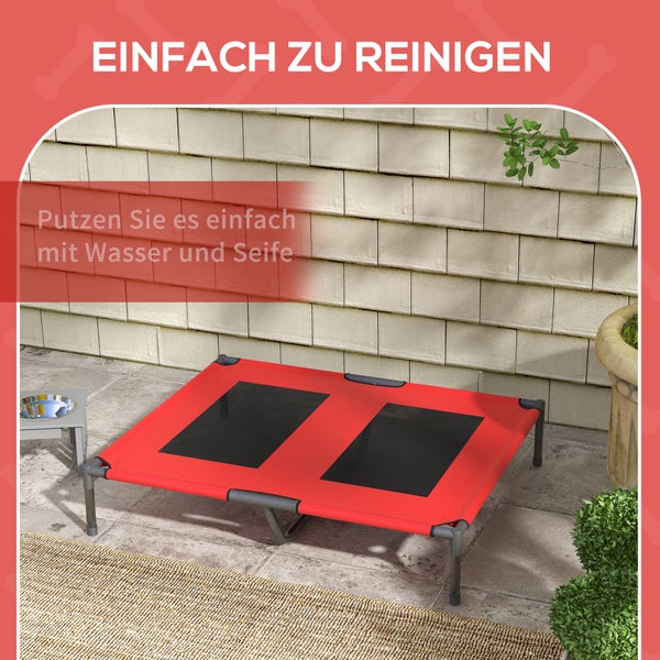 PawHut Hundeliege, 92L x 76B x 18H cm, Oxford-Gewebe, Metall, Rot
