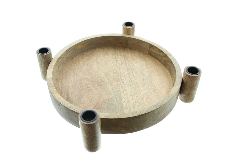 FRANK FLECHTWAREN | Tablett Kerzenhalter, HOLZ, D:35cm
