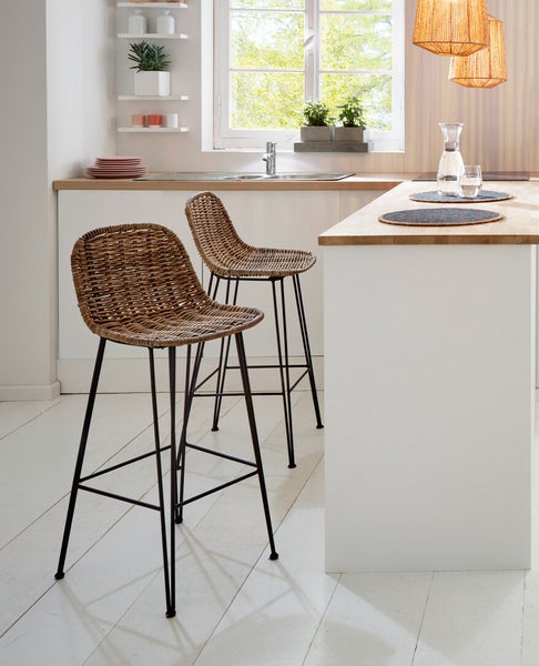 FRANK FLECHTWAREN | Rattanbarstuhl Modern Line, RATTAN, 40 x 42 x 91 cm, Sitzhöhe 67 cm, Stückpreis