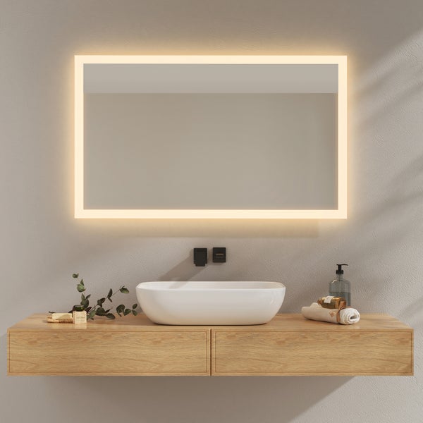 EMKE Badspiegel mit Beleuchtung, 100x60cm, Kaltweißes Licht