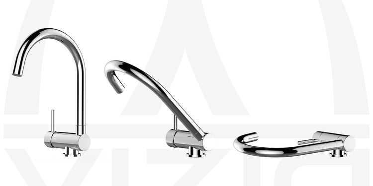 Wasserhahn Vorfenster Küchenarmatur, Umklappbar 6 CM, LINKER HEBEL, mit 360° schwenkbarem U-Auslauf, Verchromt