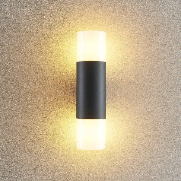 Lindby Wandleuchte außen Tabyn (spritzwassergeschützt (Modern) in Schwarz aus Aluminium (2 flammig, E27) - Außenwandleuchten Wandlampe Led Außenlampe Outdoor für Außenwand/Hauswand Haus