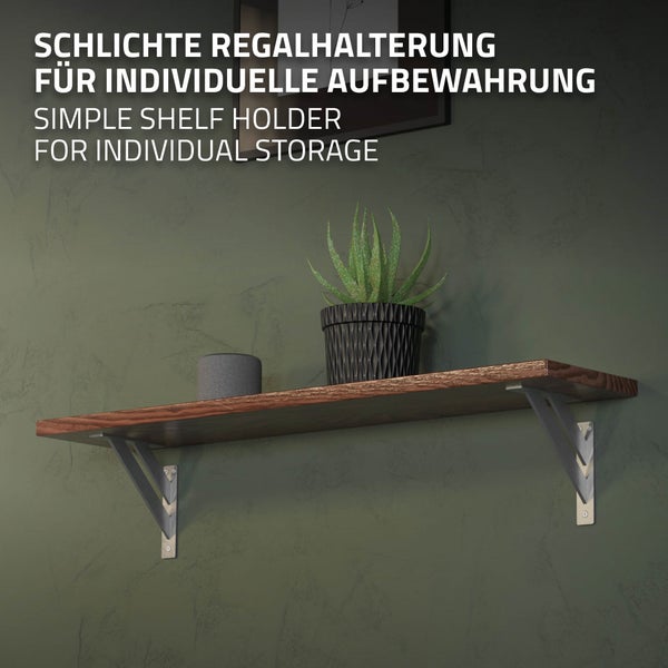 ML-Design 2 Stück Regalhalterung 180x180 mm, Silber, Aluminium, Schwebende Regalhalterungen, Regalwinkel, Wandhalterung für Regalbrett, Regalträger für Wandmontage, Wandregal Wandkonsole Regalstütze