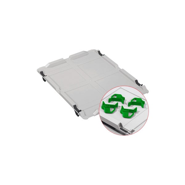 PROREGAL SparSet 5x Eurobox NextGen Grip mit Auflagedeckel mit 4 Grünen Schiebeschnappverschlüssen HxBxT 22 x 30 x 40 cm 20 Liter