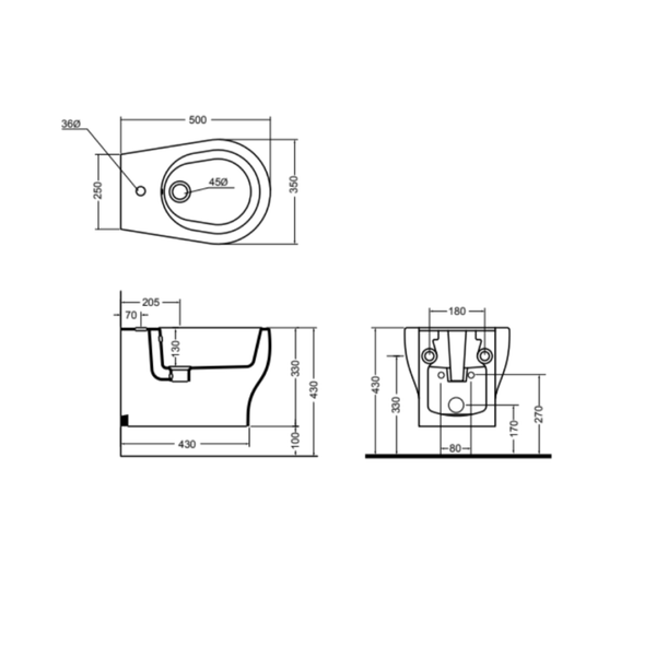 Wand-WC mit Spülrand und Bidet aus weißer Keramik | Soave