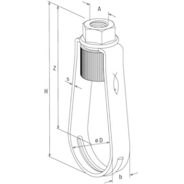 Technische Zeichnung eines Aufhängers mit diversen Maßangaben