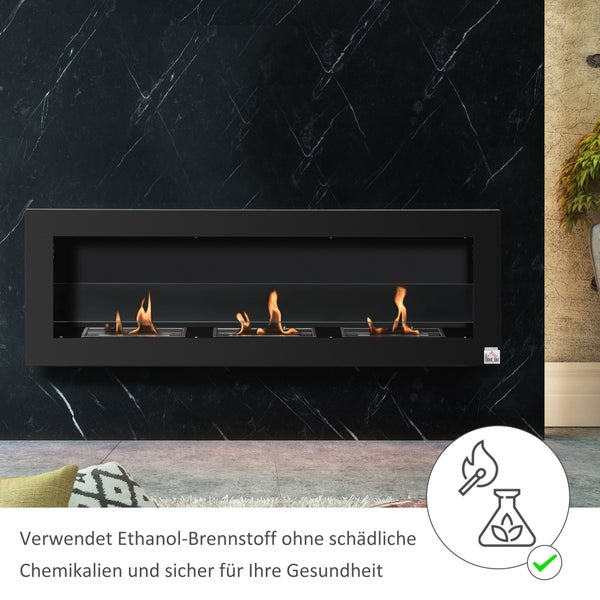HOMCOM, Ethanol-Kamin, Bio-Ethanol-Brenner, 120B x 15T x 40H cm, Stahl, Schwarz