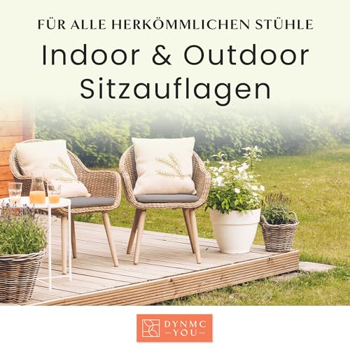 DYNMC you Sitzkissen Stuhl - Stuhlkissen 40x40 - Eckig 2er Set Grau - Test SEHR GUT - Mittelhart H3 - Sitzkissen Bank Memory Schaumstoff - Sitzpolster Stuhl - Stuhlauflage