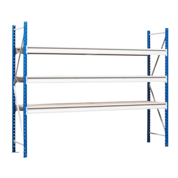 PROREGAL Weitspannregal Maximus Pro Grundregal HxBxT 200 x 250 x 60 cm 2 Ebenen Spanplatten Fachboden Fachlast 530 kg Lichtblau & Lichtgrau