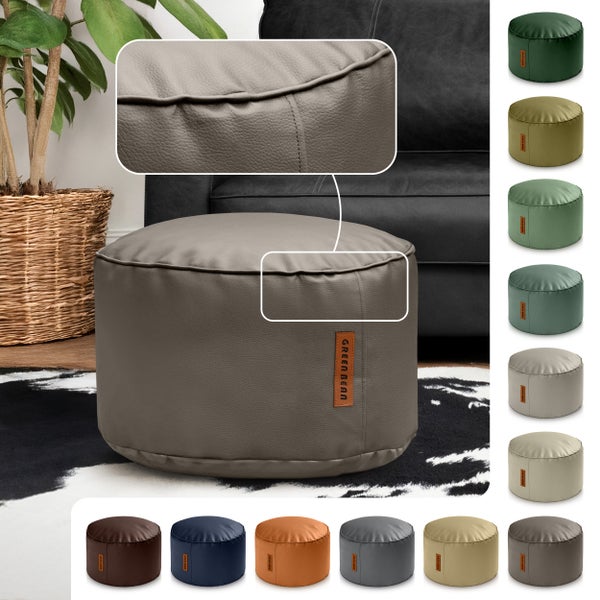 Green Bean Sitzpouf aus Lederimitat in verschiedenen Farben