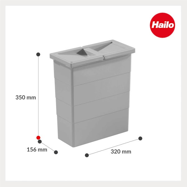 Hailo Abfalleimer Einsatz mit Deckel, 350 Millimeter mal 320 Millimeter mal 156 Millimeter, Kunststoff Mülleimer für Einbausystem