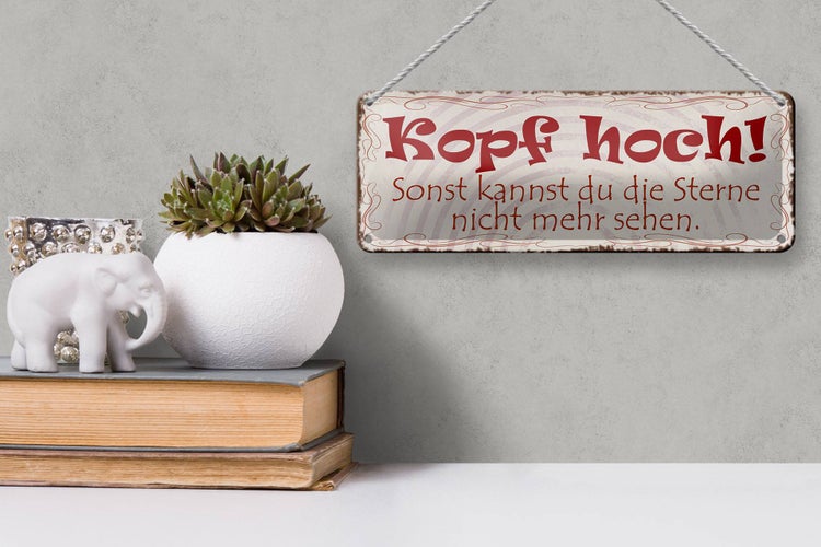 Blechschild Spruch 27x10cm Kopf hoch um Sterne zu sehen Dekoration