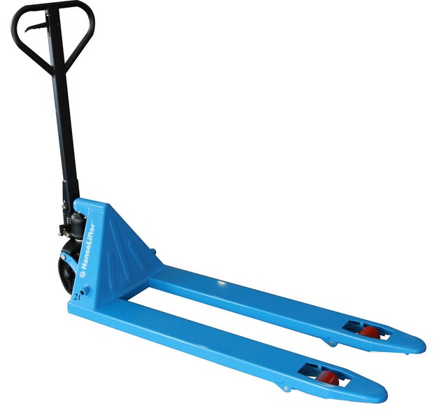 Blauer HanseLifter Hubwagen aus Stahl mit einer Tragkraft von 2 Tonnen.