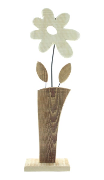 FRANK FLECHTWAREN | Holzdeko Blume, HOLZ, 14 x 6 x 44,5 cm