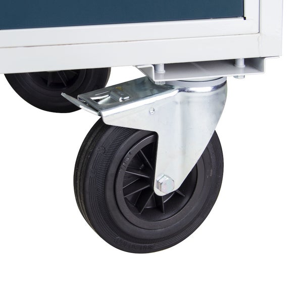 PROREGAL Mobile Werkbank Rhino mit 4 Schubladen Tür HxBxT 83 x 130 x 60 cm Traglast 500 kg Lichtgrau Anthrazitgrau