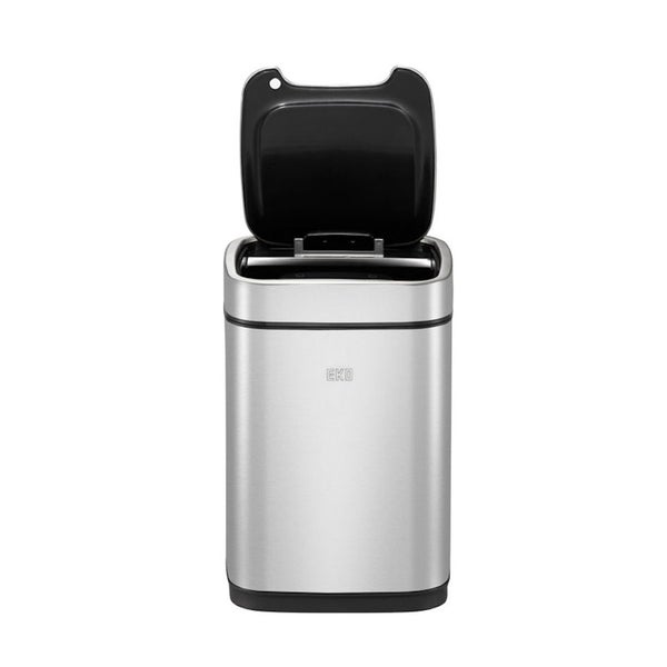 PROREGAL Stilvoller Abfallbehälter Aus Mattem Edelstahl Mit Sensor & Touch Bedienfeld 6 Liter HxBxT 31,5 x 21 x 21 cm Silber