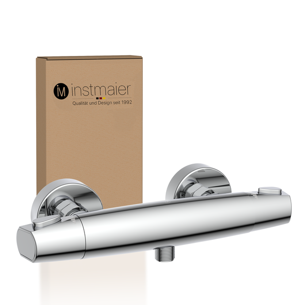 instmaier Duschthermostat T1 | wassersparende Eco-Stop Funktion | Duscharmatur mit einstellbarem Verbrühschutz | Mischbatterie Dusche Chrom | für konstante Wassertemperatur
