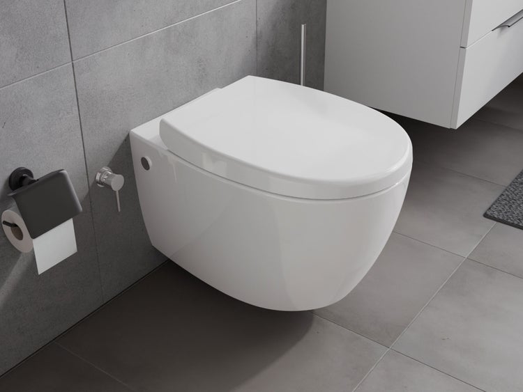Aqua Bagno Hänge-Dusch-WC 10.10.02.01.KT – Spülrandlos – Bidetfunktion – Softclose-Sitz