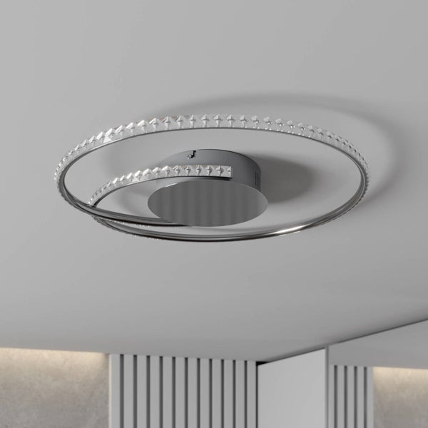 Lindby LED Deckenleuchte Joline (Modern) in Chrom aus Metall, - Lampe Deckenlampe Wohnzimmerleuchte