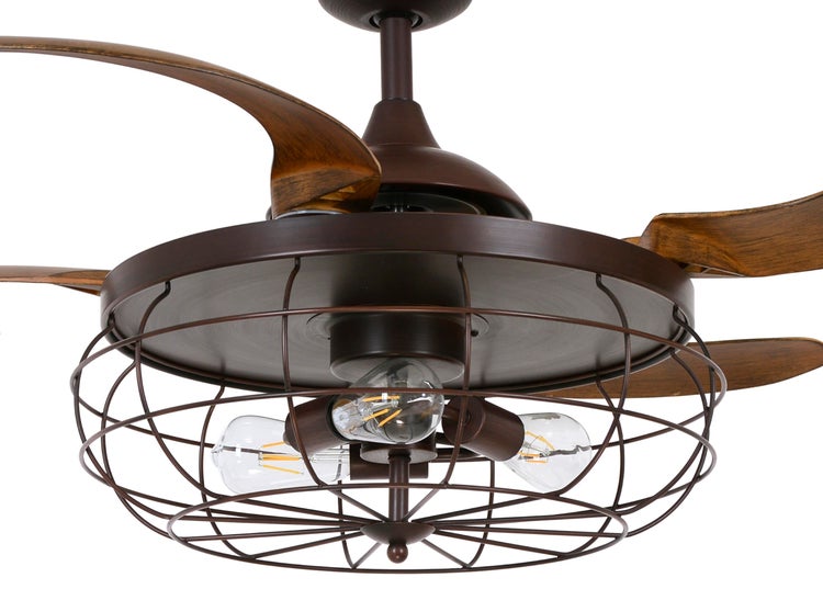 **Deckenventilator Industri 121 cm mit Fernbedienung, 3 Geschwindigkeiten**