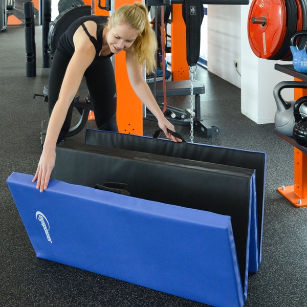 200x100cm Klappbare Gymnastikmatte - 5 cm dicke Turnmatte Blau Schwarz