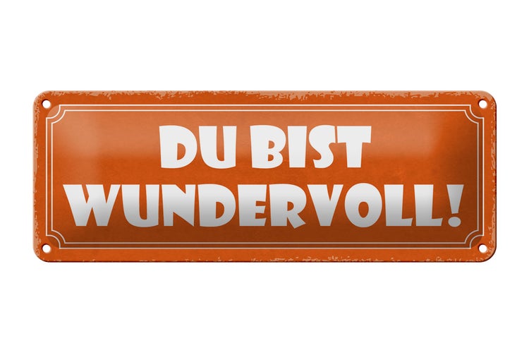 Blechschild Spruch 27x10cm Du bist wundervoll Dekoration