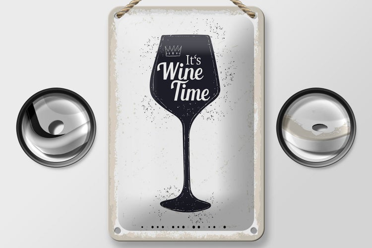 Blechschild Spruch Wein Alkohol It´s Wine Time 12x18cm Dekoration
