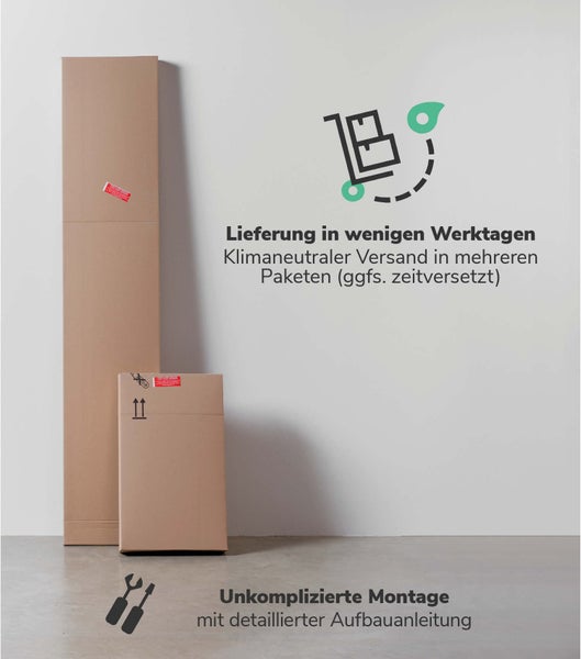 mokebo Schrank Set 2-teilig in Weiß 'Die Allzweckwaffe', Set aus Besenschrank und Mehrzweckschrank