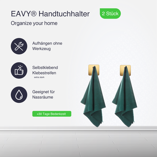 Eavy Handtuchhaken Edelstahl Gold Selbstklebend 2er pack