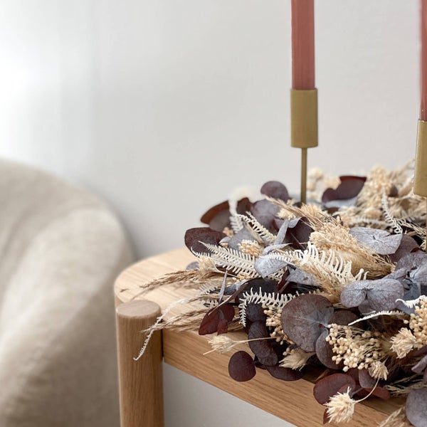 Adventskranz Beige aus Trockenblumen