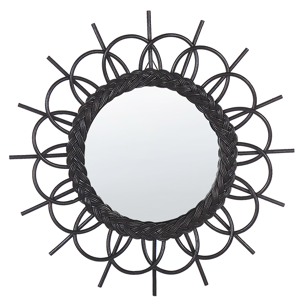 Wandspiegel TELAKIA 60 cm 60 cm Rattan Schwarz