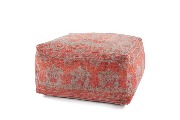 Pouf- Kissen-Set Hocker handgewebt Rot / Taupe 80 cm