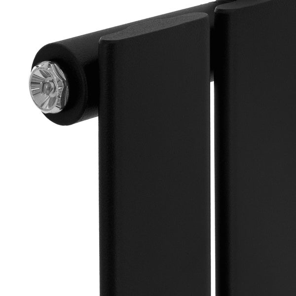 LuxeBath Designheizkörper Stella 480 x 1600 mm, Schwarz matt, Paneelheizkörper mit Mittelanschluss, Einlagig, Flach, Vertikal, Badheizkörper Röhrenheizkörper Bad Flachheizkörper Badezimmer Wandheizung