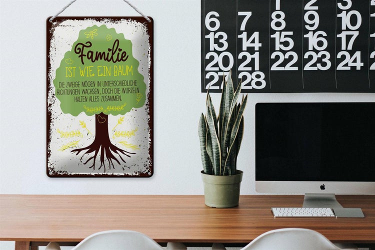 Blechschild Spruch Familie ist Baum halten alles Zusammen 20x30cm