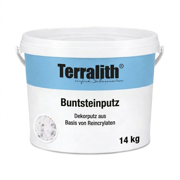 Terralith Buntsteinputz, Dekorputz auf Basis von Reinacrylaten im 14 Kilogramm Eimer.