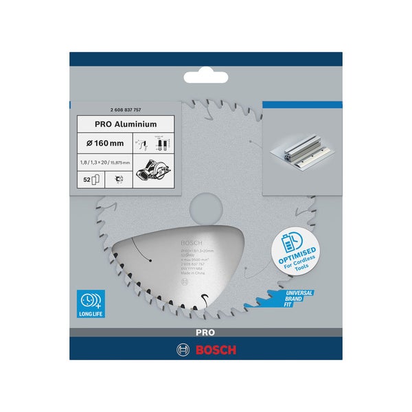 Bosch Kreissägeblatt Pro Aluminium, 160 Millimeter Durchmesser