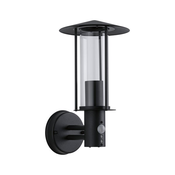 Außenwandleuchte Classic Dämmerungsgesteuerter Bewegungsmelder (IR) IP44 173mm max. 15W 230V Dunkelgrau Metall, Glas