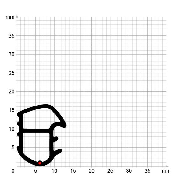 Abbildung einer Dichtung mit Maßangaben auf Millimeterpapier