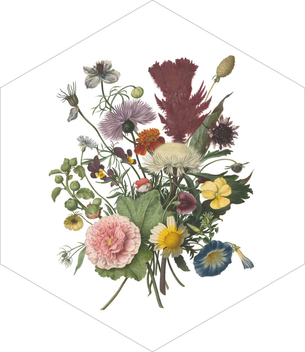ESTAhome Wandtattoo Blumenstrauß Grün, Rosa und Gelb - 70 x 81 cm - 158998