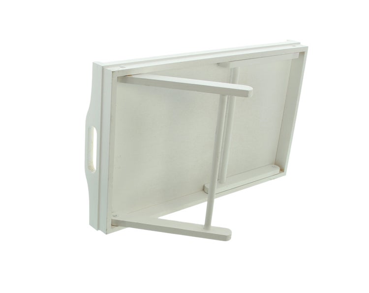 FRANK FLECHTWAREN | Tablett Simply White mit Füßen, HOLZ, 30 x 50 x 25 cm